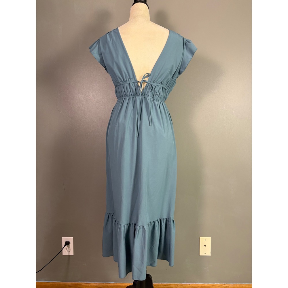 Halara Breezeful Ruffle Midi Dress S Flutter Sleeve V-Neck Boho Tiered Light - Picture 3 of 11